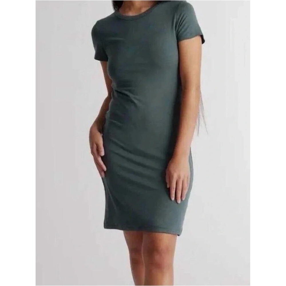 Quince Women's Small Tencel Jersey T-Shirt Dress Dark Olive Preppy Casual Boho